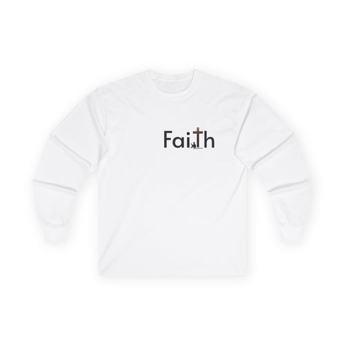 Faith Cross Long Sleeve Tee  Christian Inspirational Shirt